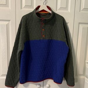 Orvis Men's Outdoor Quilted Colorblock Snap Sweatshirt Gray and Blue Sz XXL